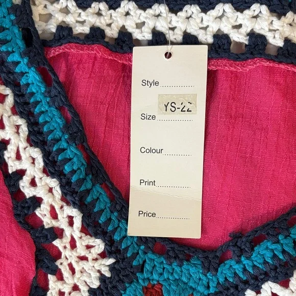 Pink Sleeveless Crochet Fringe Dress - Picture 4 of 7